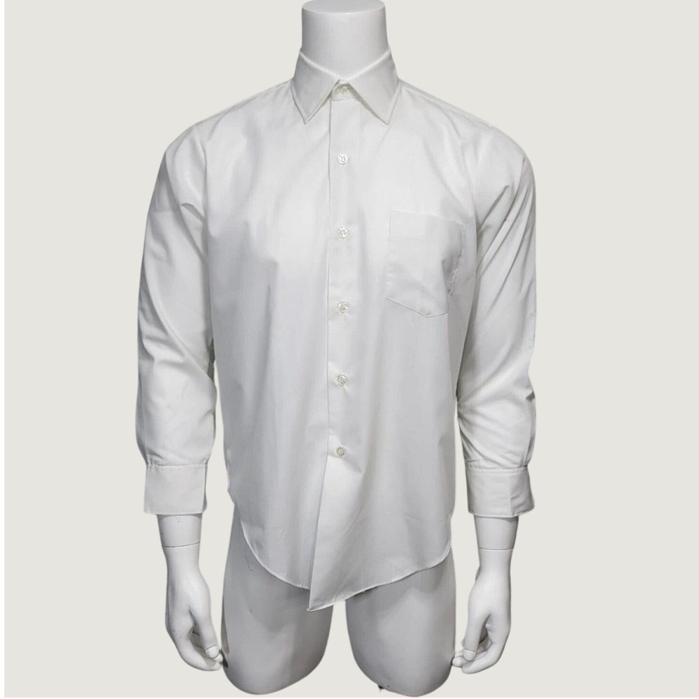 Vintage Jayshire Mens White Permanent Press L/S Button Up Dress Shirt‎ 15.5 32